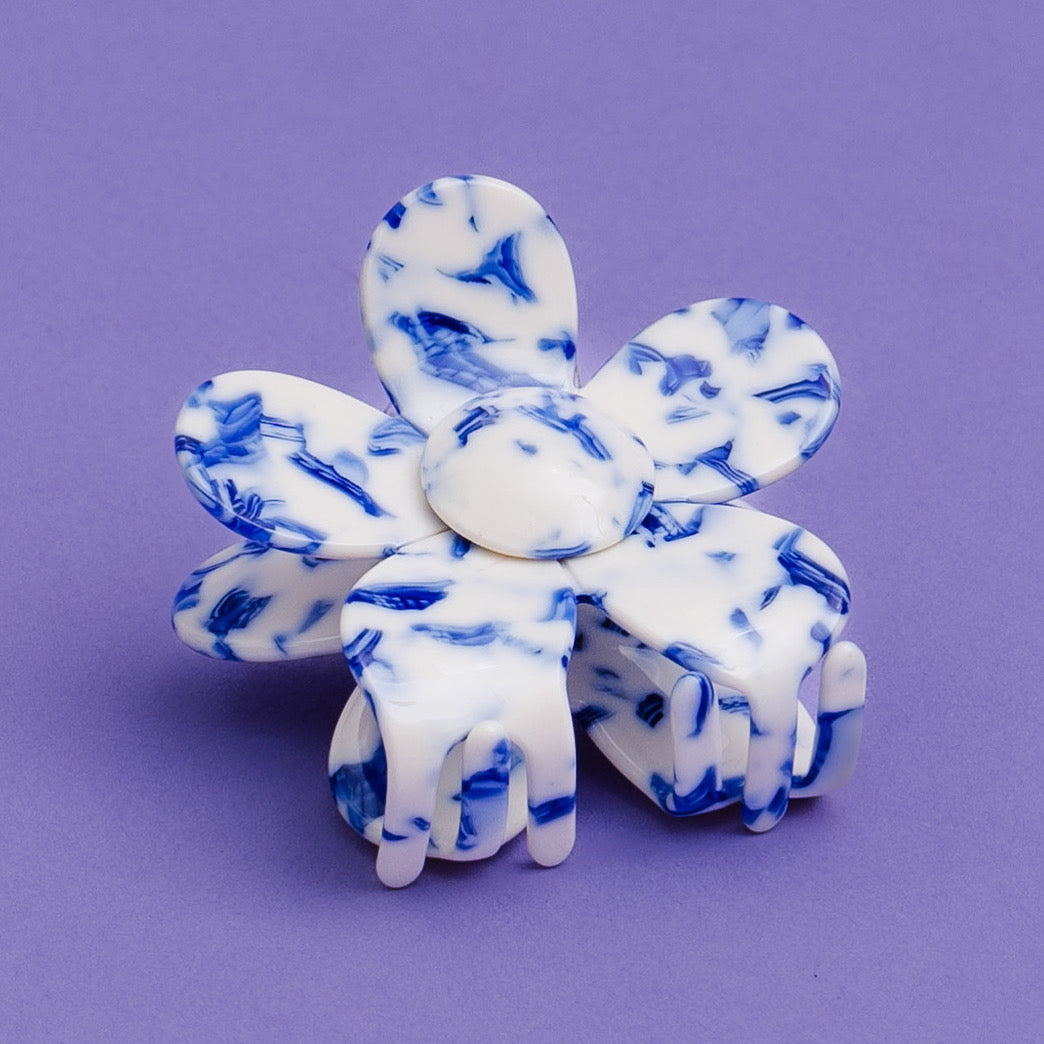 Pinza para el pelo Flor - Azul Delft