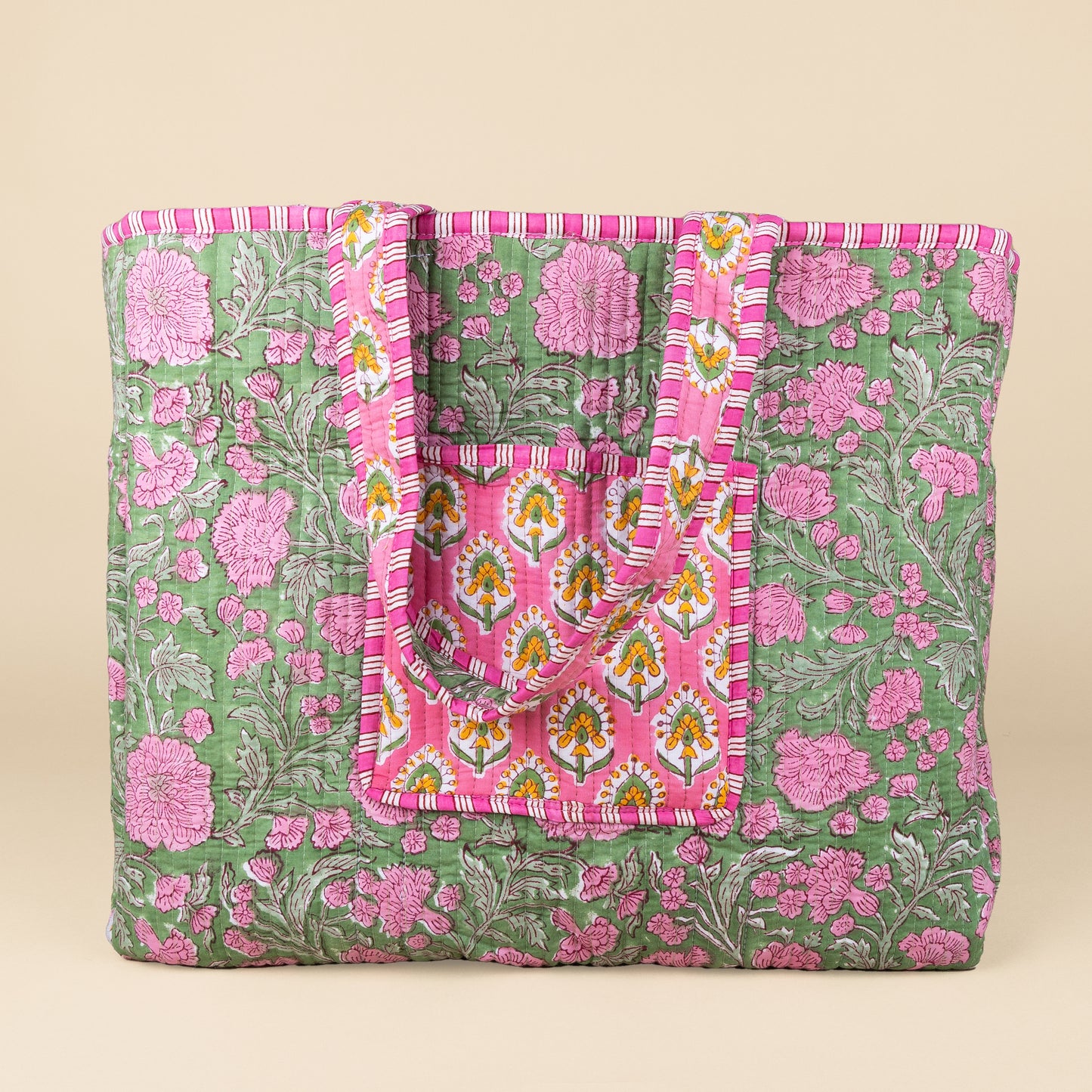Tote Bag - Pink - Green - No.8