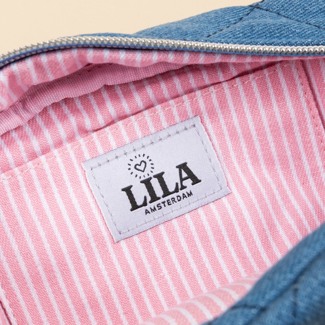 Recycled - toilettas setje - Jeans - Roze