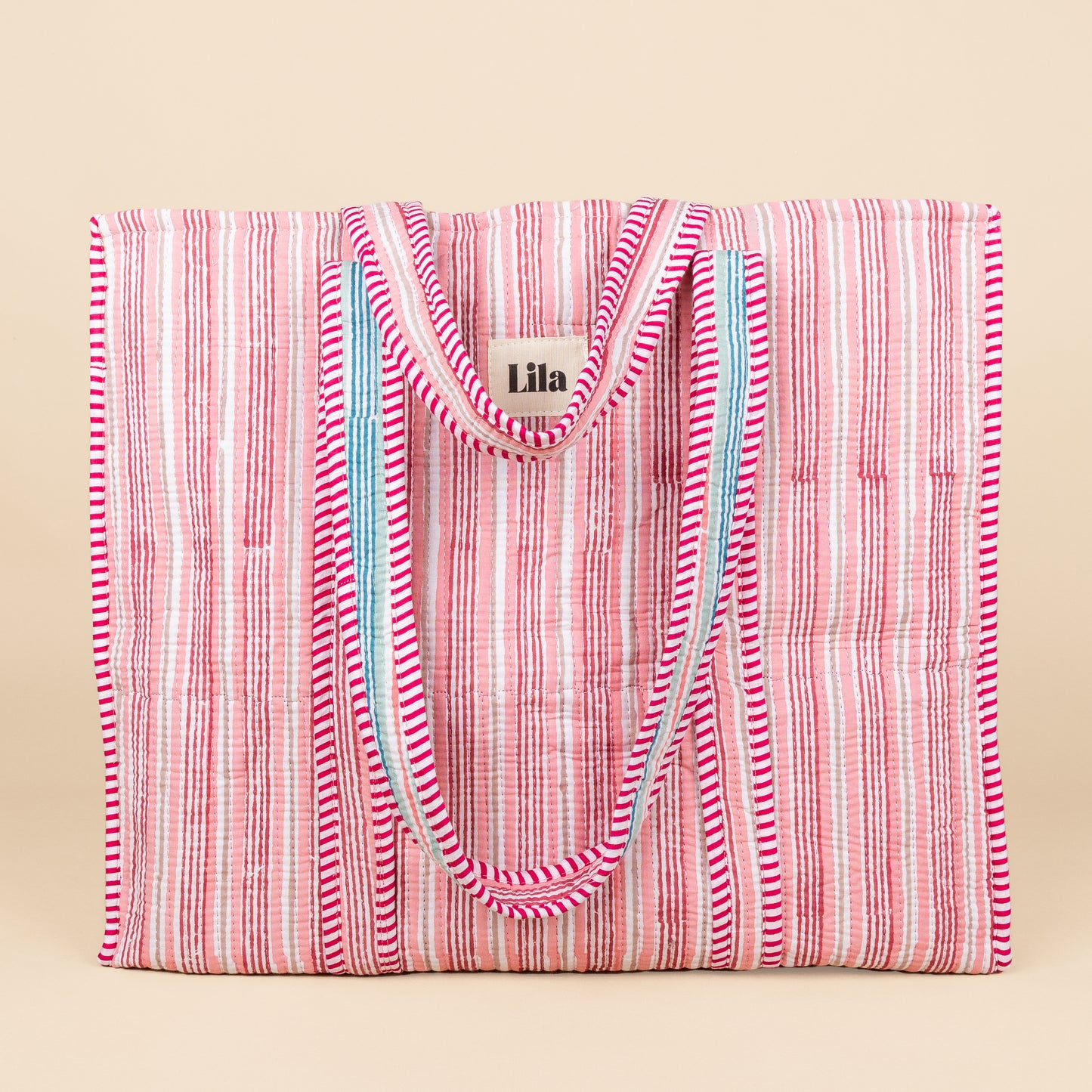 Tote Bag - Stripe - Pink - Green - No.3
