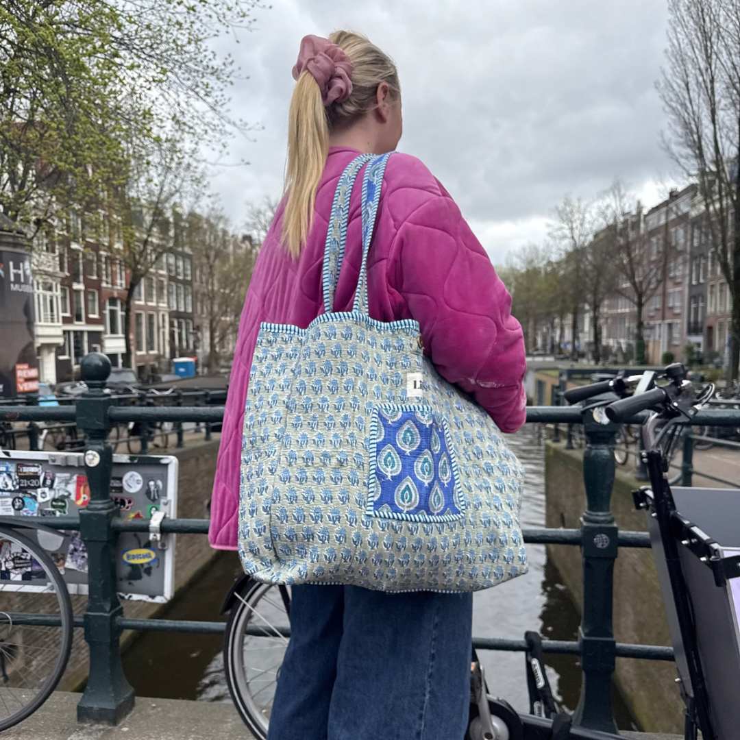 Tote bag - Cobalt blue - Green - No.22