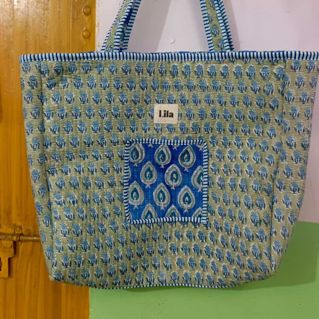 Tote bag - Cobalt blue - Green - No.22