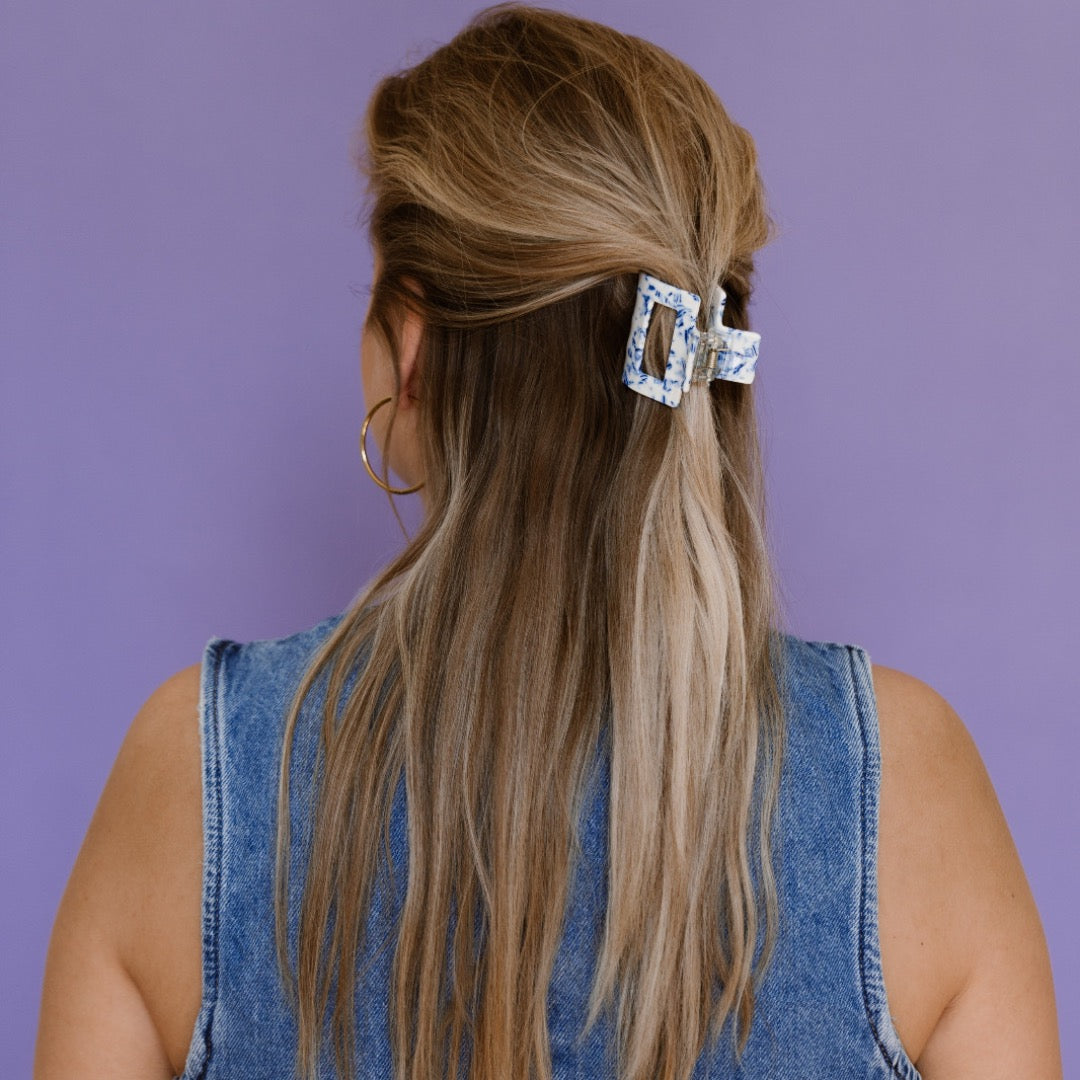 Haarclip Delfts Blue-Medium