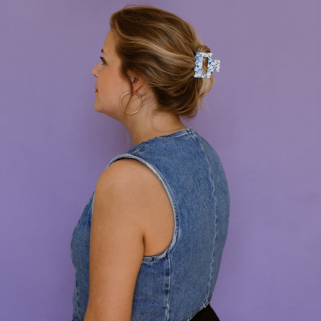 Haarclip Delfts Blue-Medium