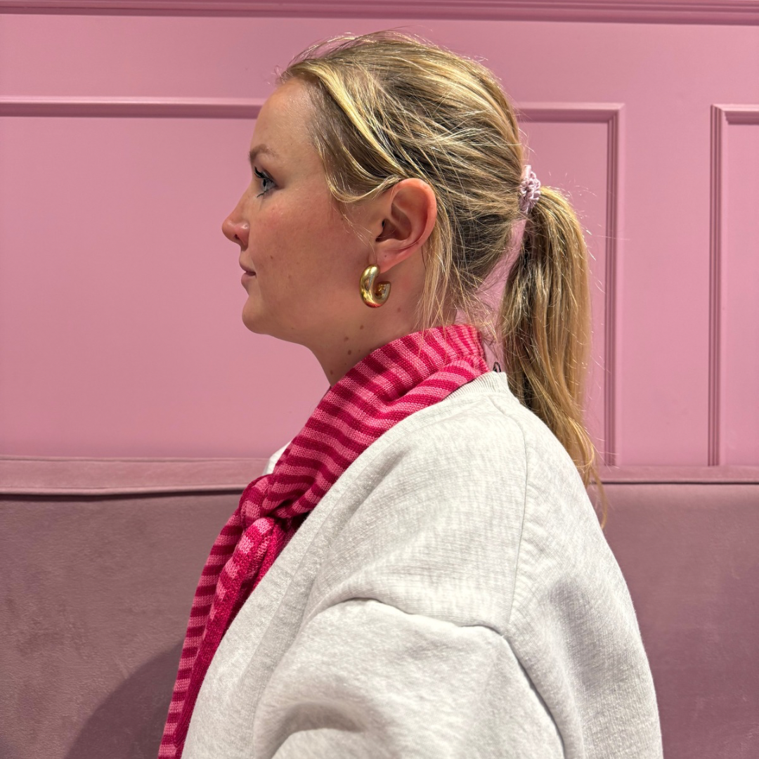 Triangle Scarf - Pink stripe - Small