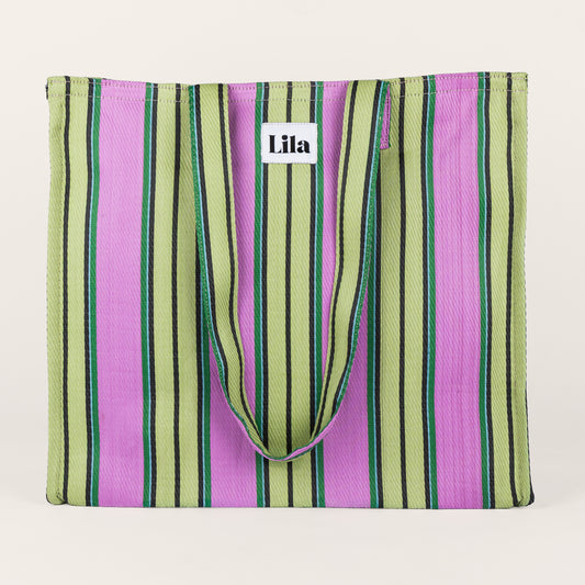 Recycled Nylon Tote - Strawberry Matcha Stripe