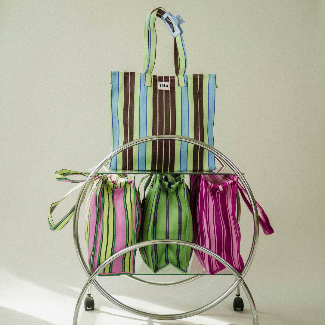 Recycled Nylon Tote - Triple Espresso Stripe