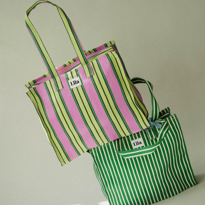 Recycled Nylon Tote - Strawberry Matcha Stripe