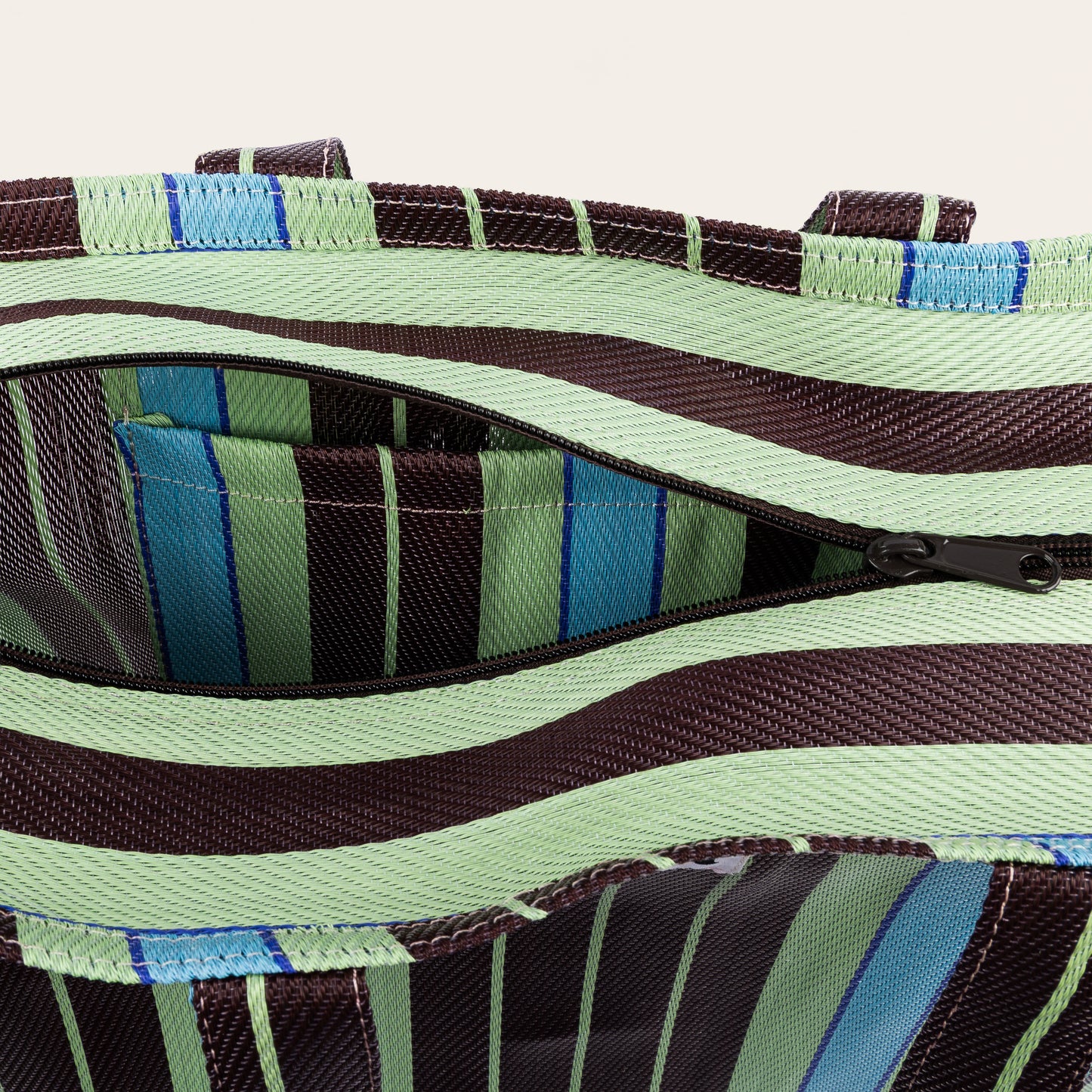 Recycled Nylon Tote - Triple Espresso Stripe