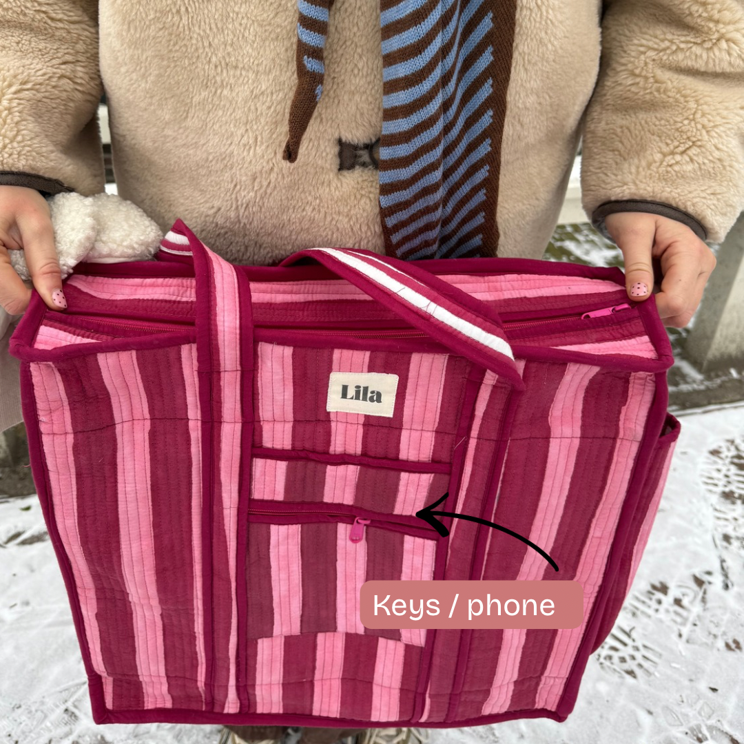 Organised Tote - Burgundy - Stripe - No.1