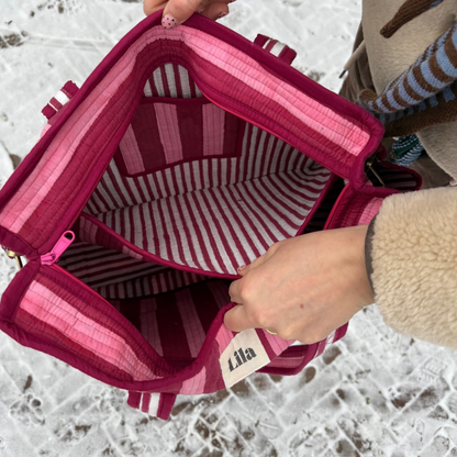 Organised Tote - Burgundy - Stripe - No.1