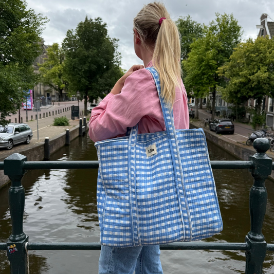 Tote Bag - Gingham - Blue - RITS -NO.10