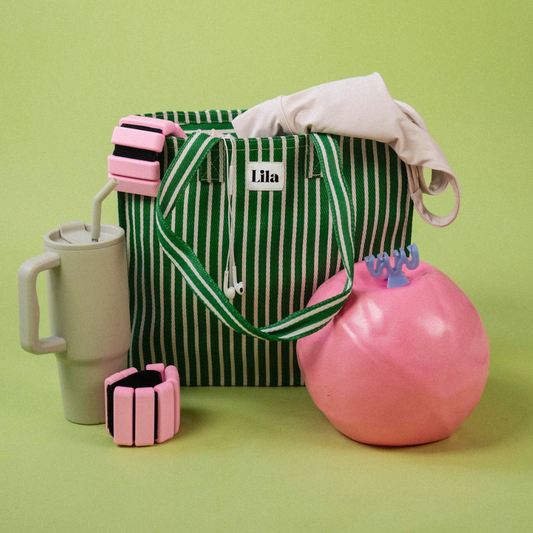 Recycled Nylon Tote - Green Stripe