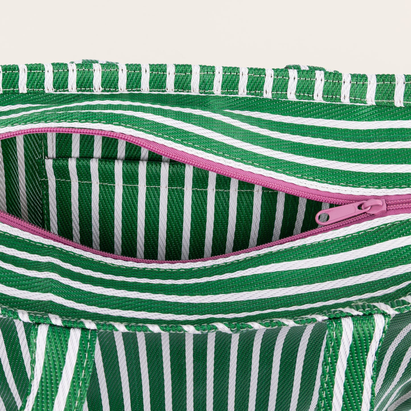 Recycled Nylon Tote - Green Stripe