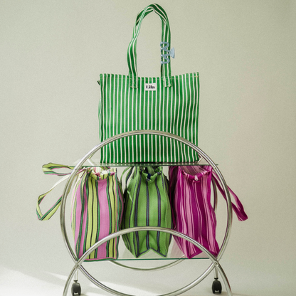 Recycled Nylon Tote - Green Stripe