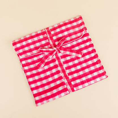 Einkaufstasche – Gingham – inklusive Kulturbeutel – Pink – Reißverschluss – Nr. 19