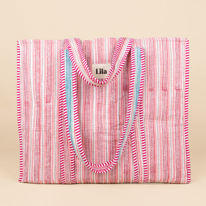 Tote Bag - Stripe - Pink - Green - No.3
