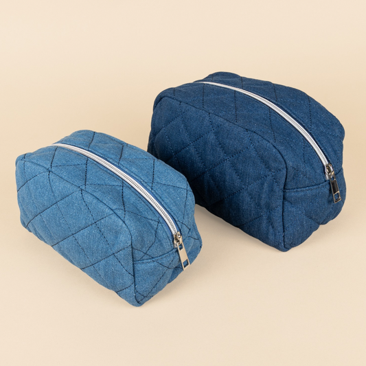 Recycled - toilettas setje - Jeans - Roze
