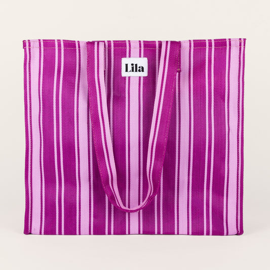 Recycled Nylon Tote - Fuchsia Stripe