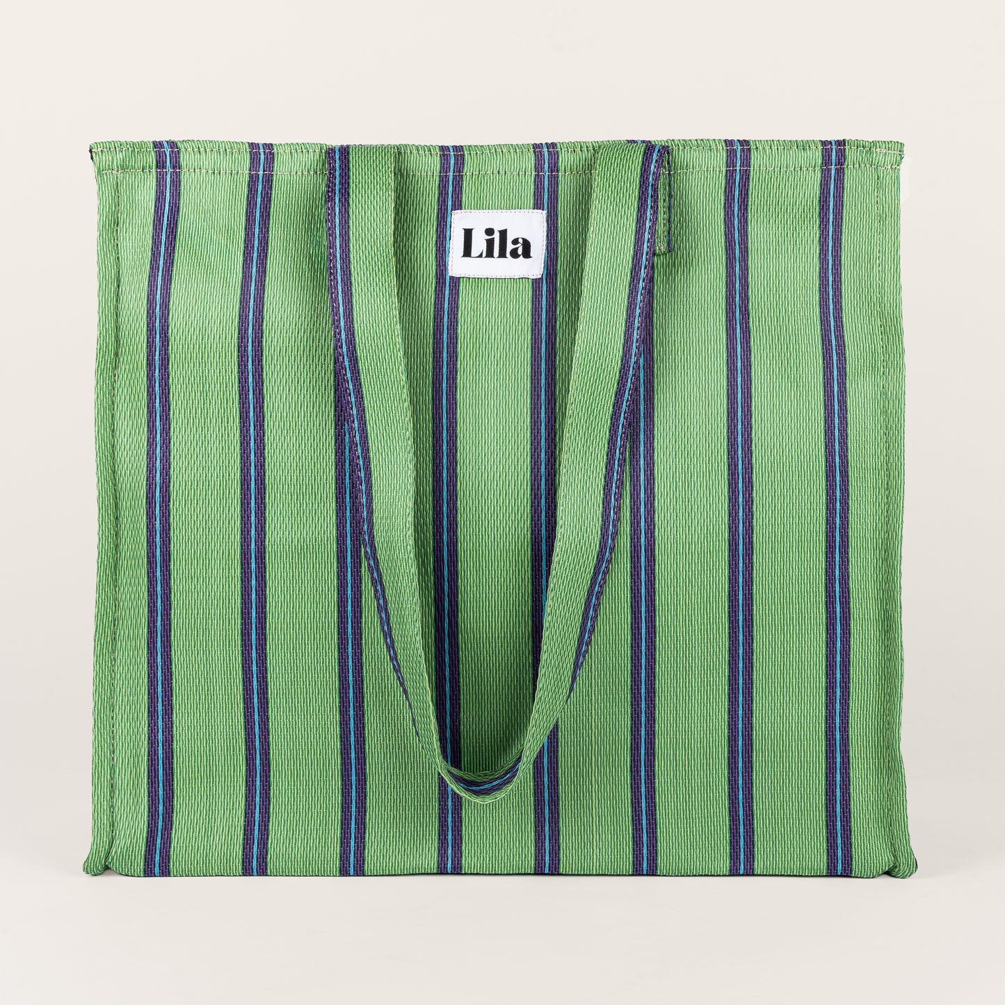 Recycled Nylon Tote - Green Blue Stripe