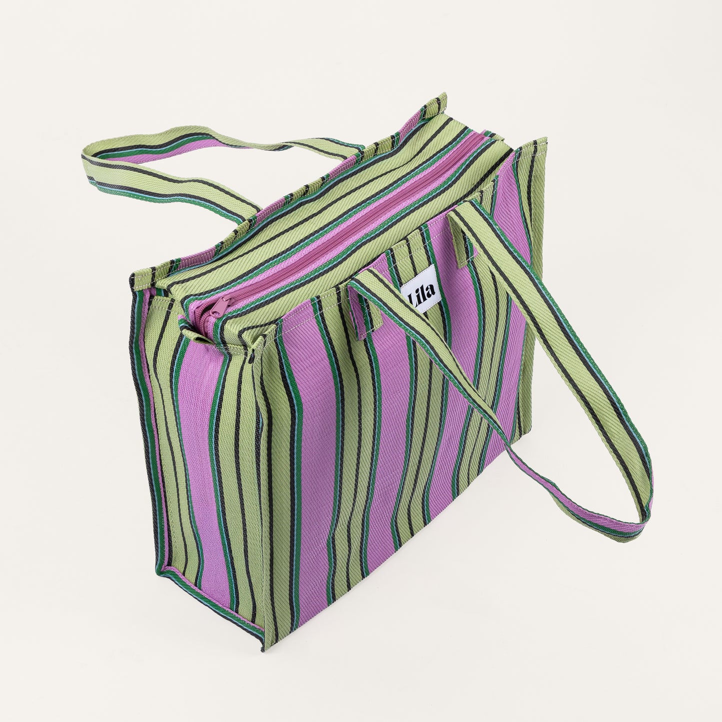 Recycled Nylon Tote - Strawberry Matcha Stripe