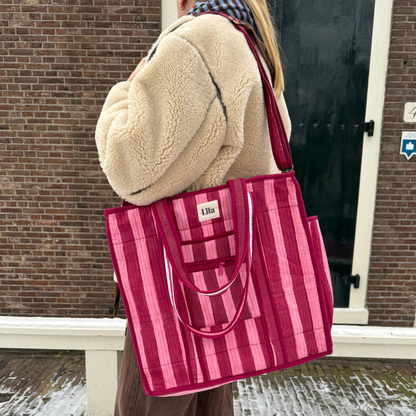 Organised Tote - Burgundy - Stripe - No.1