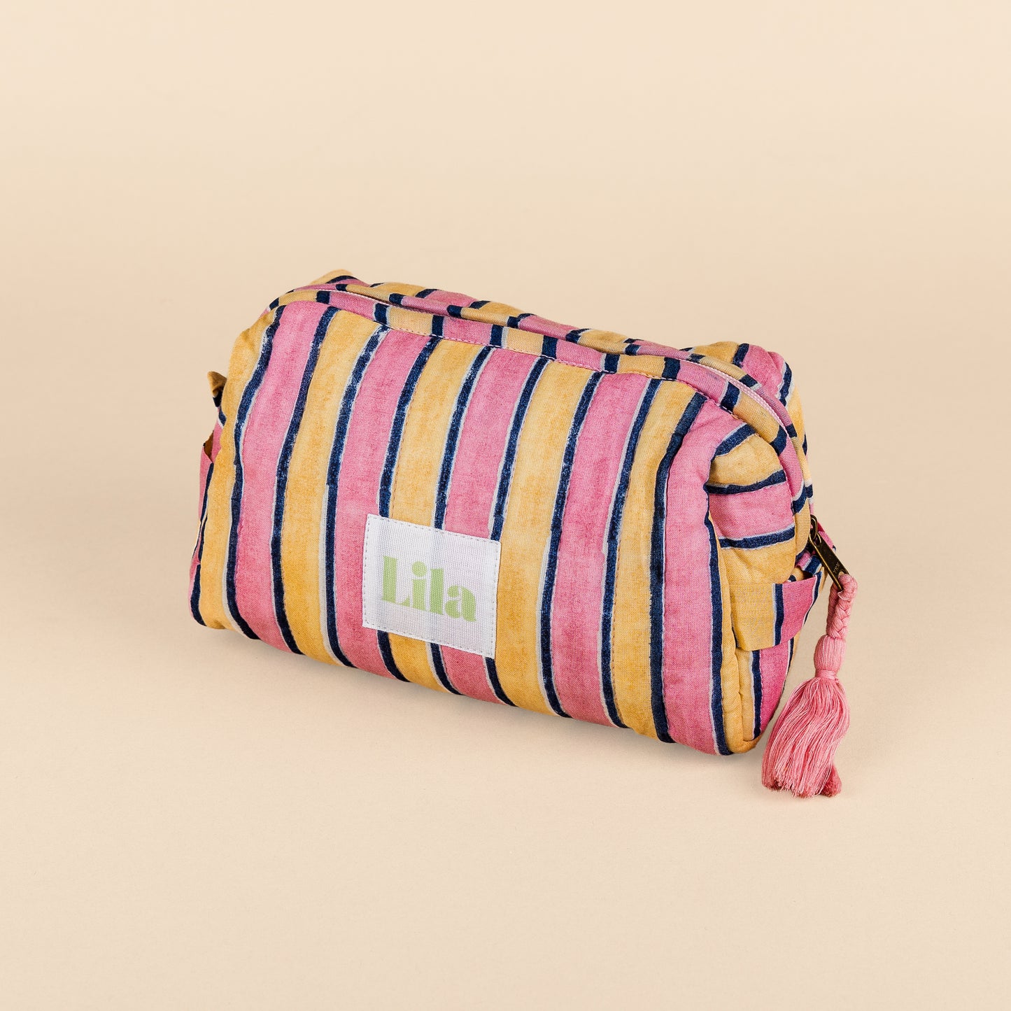 Neceser - Rayas - Rosa - Amarillo mantequilla - Set