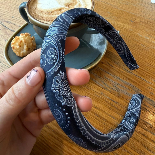 Stropdas haarband- Paisley blue