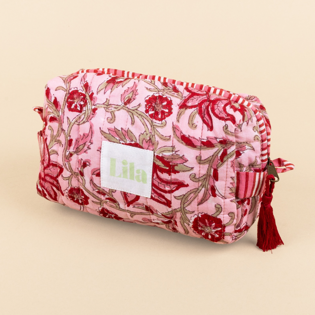 Toilettas - Floral - Roze - Klein